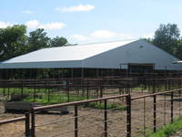 Covered Areana and Easy movement steel working pens. Circle bin and working chute under cover.